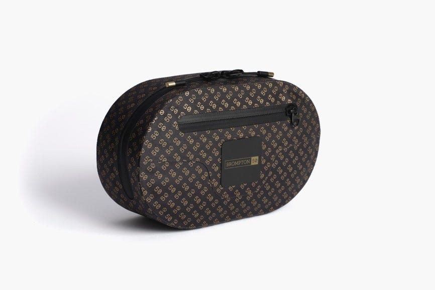 storage bag with an oval shape and a distinctive design