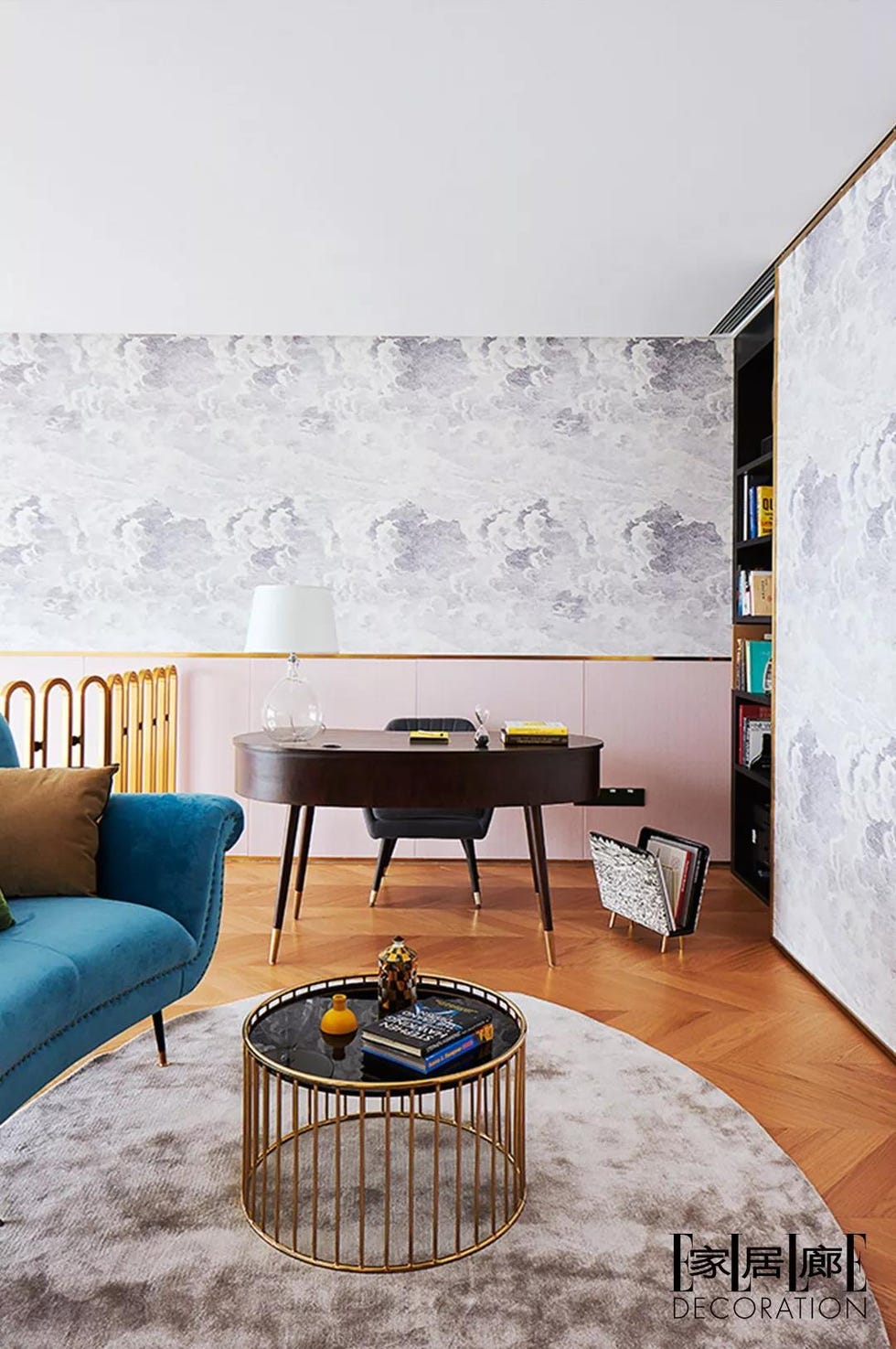 Living room, Room, Furniture, Interior design, Blue, Wall, Coffee table, Green, Property, Table, 