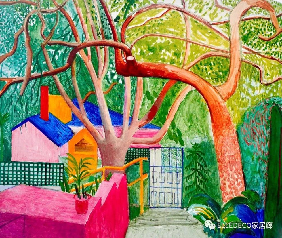 Majorelle blue, Art, Tree, Visual arts, Plant, Modern art, Painting, Mural, Paint, Child art, 