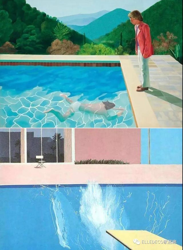 Swimming pool, Aqua, Leisure, Water, Vacation, Design, Painting, Illustration, Art, House, 