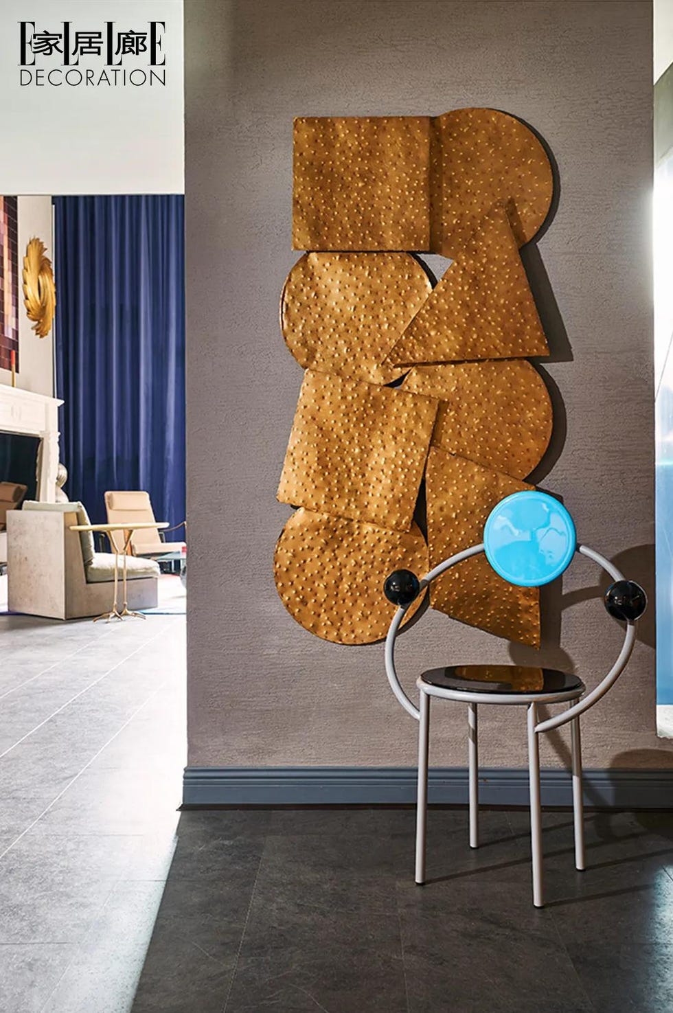 Wall, Interior design, Floor, Furniture, Table, Design, Art, Room, Architecture, Plywood, 