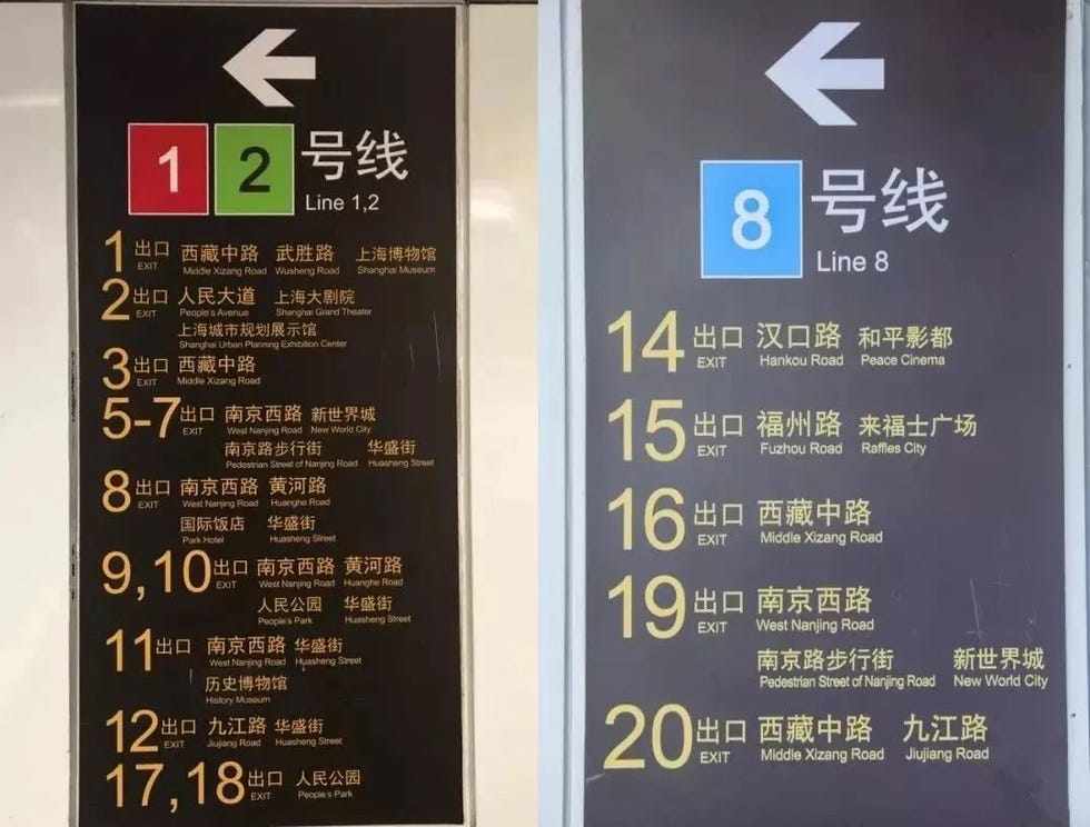 人民广场站的20个出口