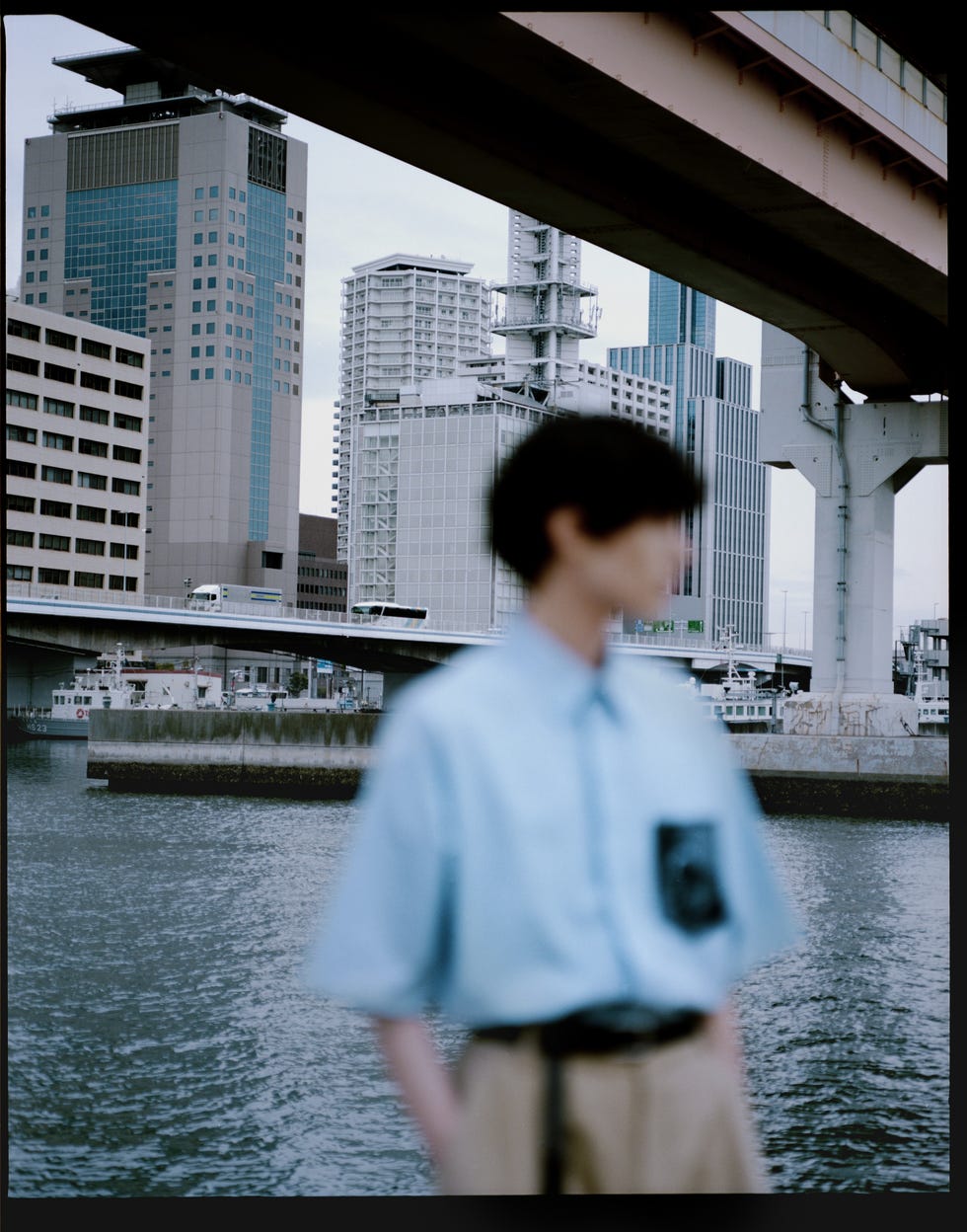 urban waterfront scene with modern architecture