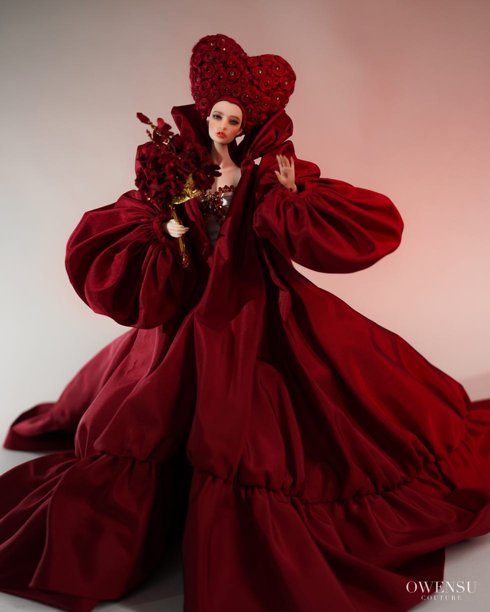 a person in a red dress