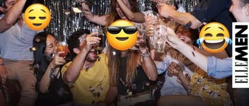 group of people celebrating with drinks in a lively atmosphere