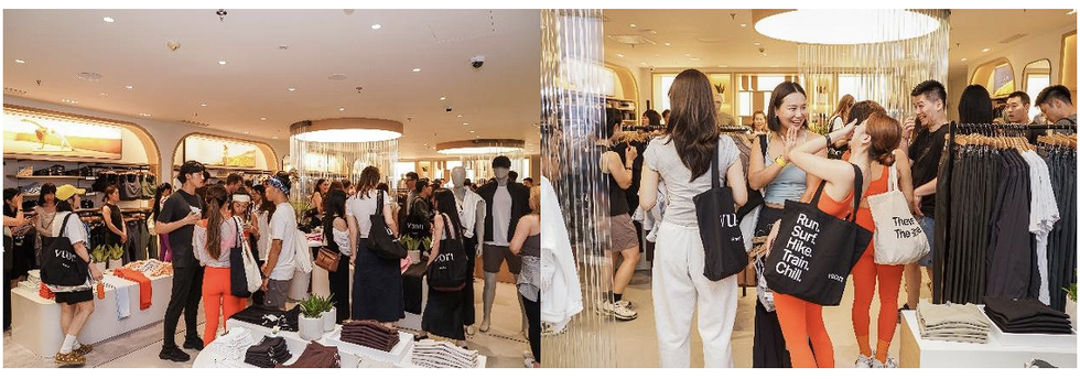 busy clothing store filled with customers browsing and shopping