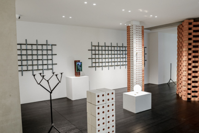 art gallery featuring modern design elements and sculptures