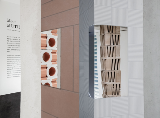 architectural display featuring diverse wall textures and openings
