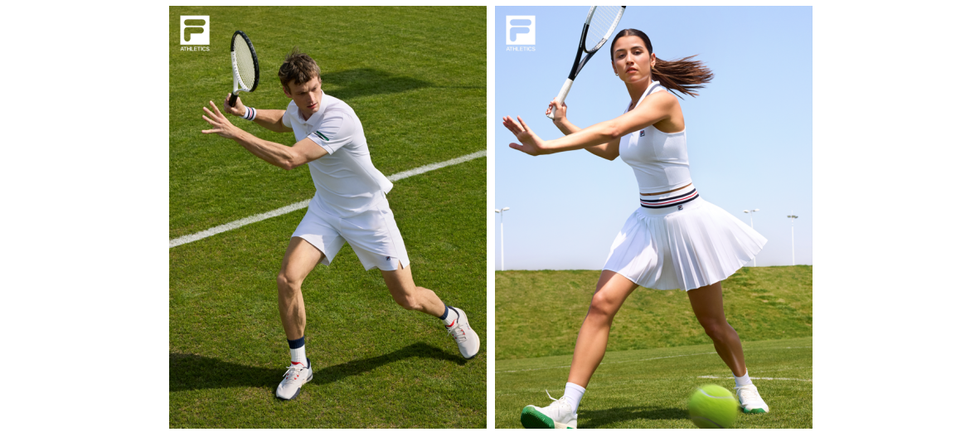 a dynamic tennis scene featuring male and female players in motion