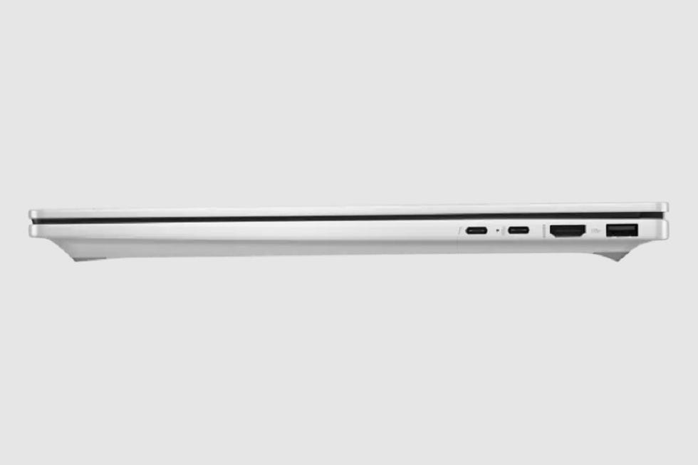 closed laptop showcasing its side profile and ports