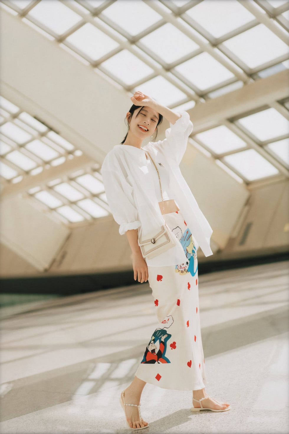 White, Clothing, Fashion, Street fashion, Fashion model, Shoulder, Beauty, Skin, Fashion design, Footwear, 