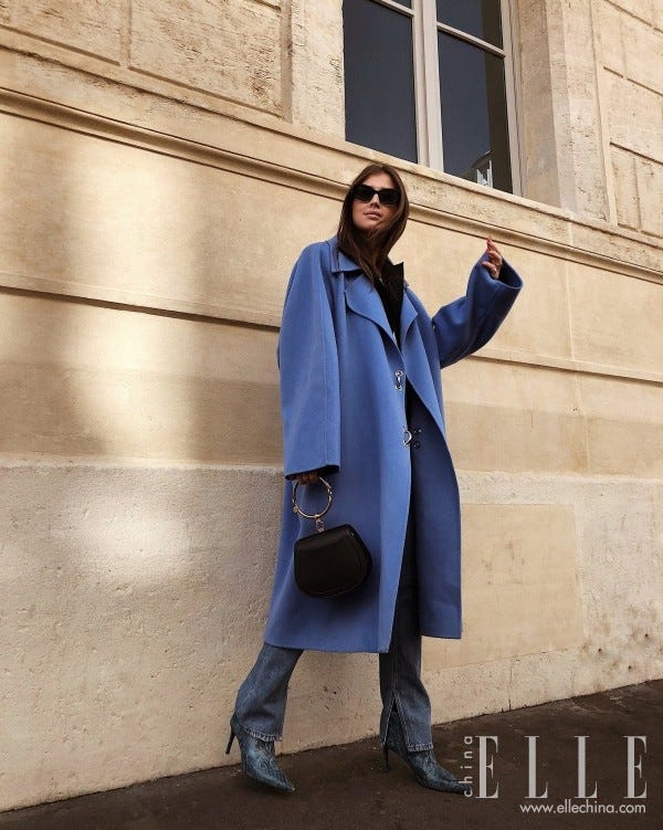 Clothing, Street fashion, Blue, Outerwear, Trench coat, Coat, Fashion, Cobalt blue, Electric blue, Overcoat, 