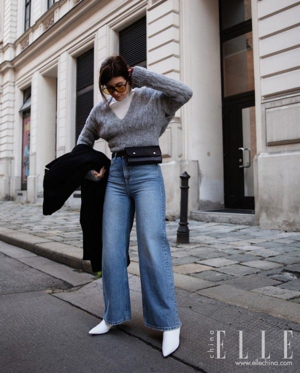 Jeans, Photograph, Denim, White, Street fashion, Clothing, Standing, Fur, Fashion, Snapshot, 