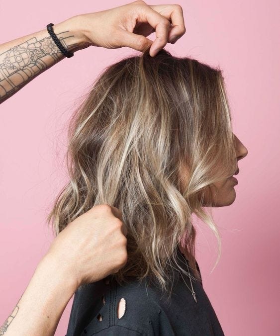 Hair, Hairstyle, Long hair, Beauty, Hair coloring, Blond, Layered hair, Step cutting, Brown hair, Neck, 