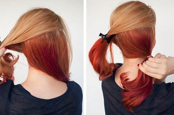 Hair, Hairstyle, Hair coloring, Chin, Ear, Brown hair, Long hair, Red hair, Layered hair, Liver, 